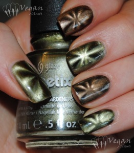 China Glaze Cling On (green) and You Move Me (brown)