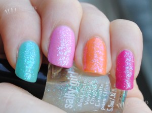 Index to pinkie: Zoya Wednesday, Shelby, Arizona, Lara, topped with Sally Girl Way2Disco
