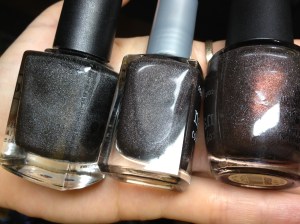 Revvvolution_troy_myprivatejet Color Club Revvvolution, Soulstice Troy, OPI My Private Jet (scattered holo with reddish-brown flash version)