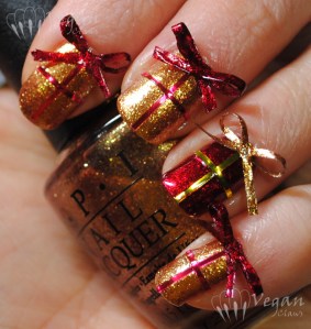 OPI Goldeneye and Kleancolor Metallic Red