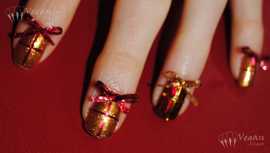 OPI Goldeneye and Kleancolor Metallic Red