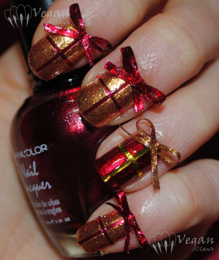 OPI Goldeneye and Kleancolor Metallic Red