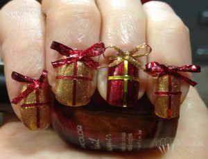 OPI Goldeneye and Kleancolor Metallic Red