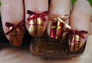 OPI Goldeneye and Kleancolor Metallic Red