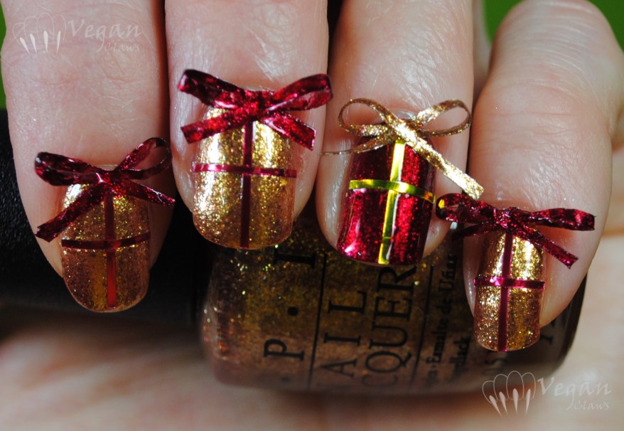 OPI Goldeneye and Kleancolor Metallic Red