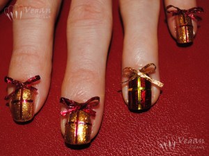 OPI Goldeneye and Kleancolor Metallic Red