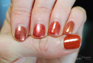 Thumb to pinkie: OPI Bronzed to Perfection, Deborah Lippmann Phoenix Rising, Zoya Autumn, Sparitual Rusted Lux, Sparitual Conduit
